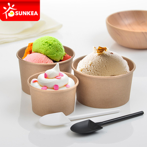 Copa de helado de papel kraft con tapa de domo