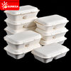 Caja de almuerzo de caña de azúcar biodegradable de 2 compartimentos