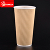 Taza de café con ondulación de papel kraft desechable