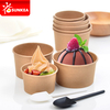 Copa de helado de papel kraft con tapa de domo