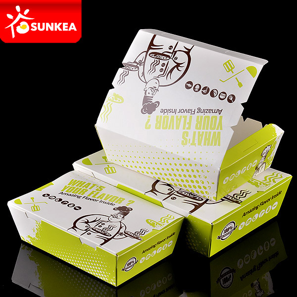 Lonchera de papel blanco impreso personalizado