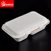 Caja de almuerzo de caña de azúcar biodegradable de 2 compartimentos