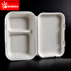 Caja de almuerzo de caña de azúcar biodegradable de 2 compartimentos