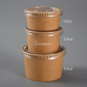 Recipiente de salsa kraft desechable con tapa