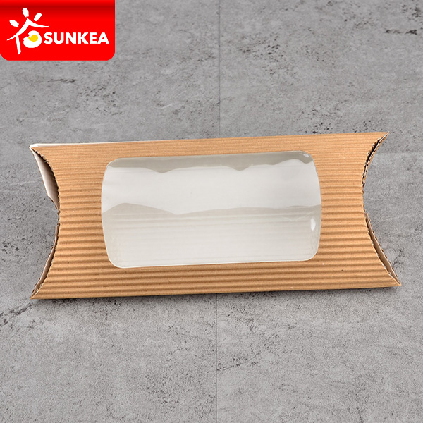 Caja de almohada de pastel de pastel de pan de papel corrugado marrón kraft