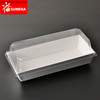 Caja de sushi de papel blanco desechable con tapa transparente