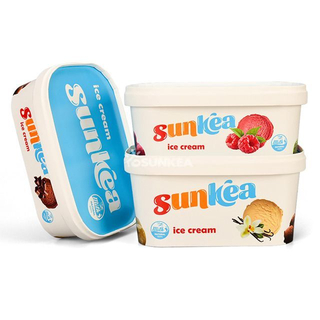 Tazón de helado rectangular con tapa de papel