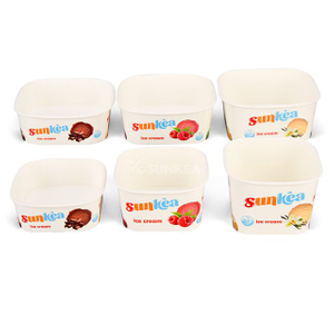 Tazón de helado cuadrado con tapa de papel
