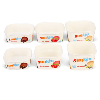 Tazón de helado cuadrado con tapa de papel