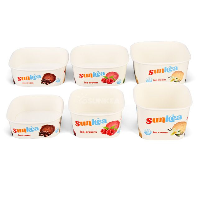 Tazón de helado cuadrado con tapa de papel