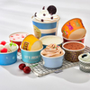 Copa de helado de papel blanco con tapa transparente