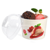 Copa de helado de papel blanco con tapa transparente