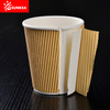 Taza de café con ondulación de papel kraft desechable