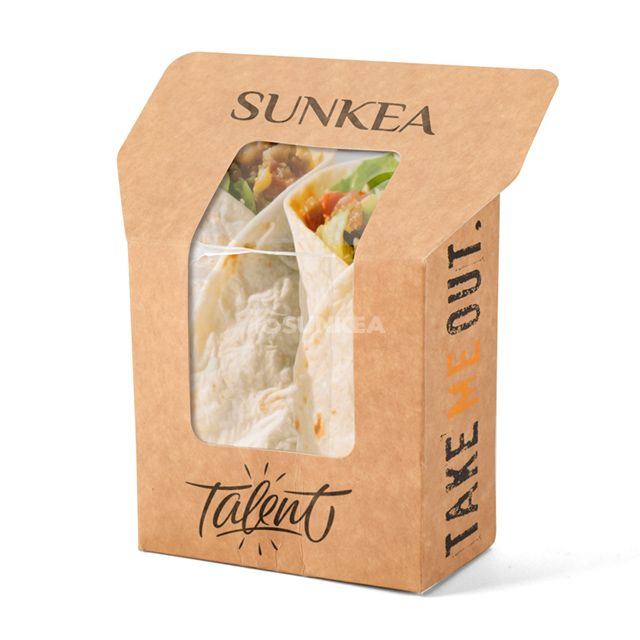Caja de tortilla Kraft con ventana (plegable)