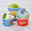 Copa de helado de papel blanco con tapa transparente