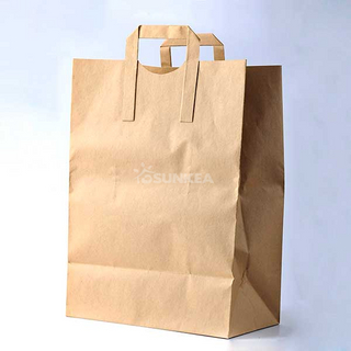 Bolsa de papel impresa personalizada con mango plano
