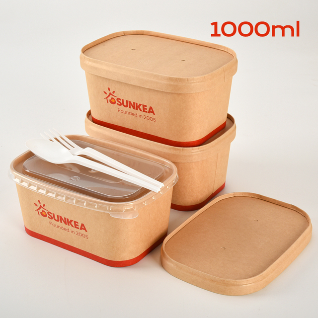 Caja de papel rectangular de 1000 ml de kraft
