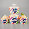 Copa de papel de helado colorido con tapa transparente