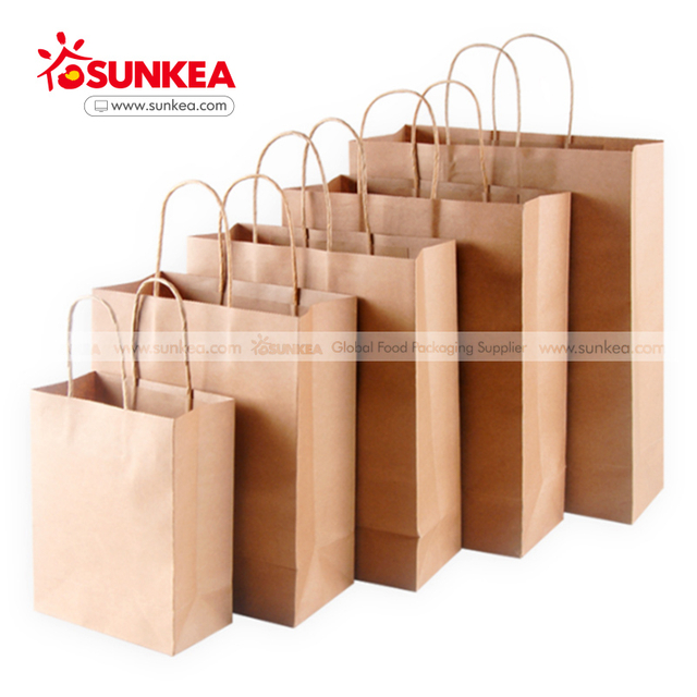 Bolsa de papel Kraft impresa personalizada con mango