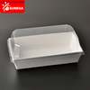 Caja de sushi de papel blanco desechable con tapa transparente