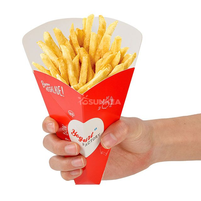 Cono de chip de cartón bio personalizado para alimentos para los dedos