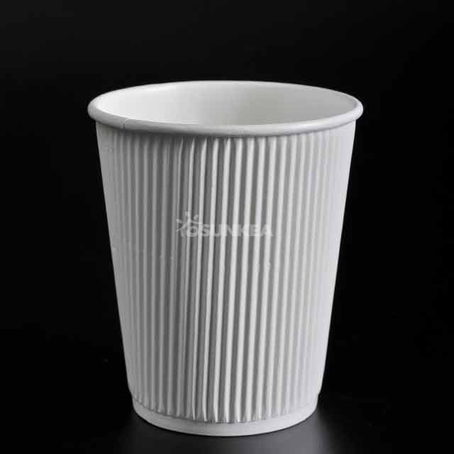 Copa de papel de café de pared de ondulación recubierta con recubrimiento de PLA