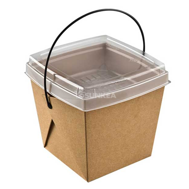 Caja de fideos de papel con tapa y bandeja 