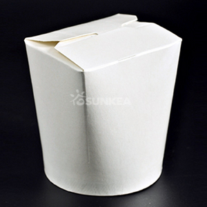 Caja de fideos de papel blanco con base redonda