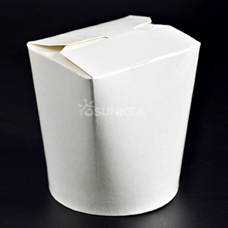 Caja de fideos de papel blanco con base redonda