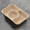 Caja de alimentos para llevar biodegradables de 3 compartimentos con tapa