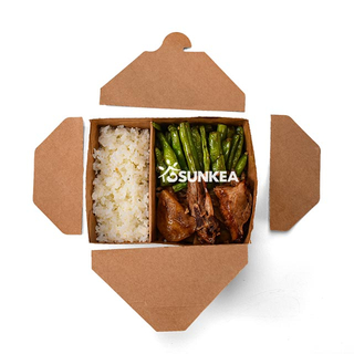 Caja de delicatessen de papel Kraft de 2 compartimentos