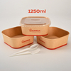 Tazón de papel de ensalada cuadrada de 1250 ml