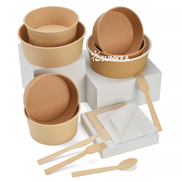  Ensaladera de papel kraft con tapa