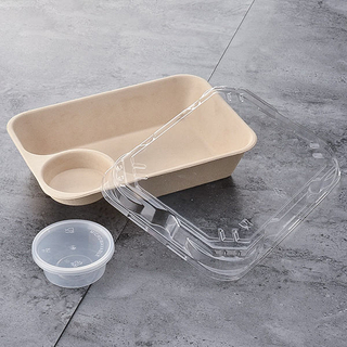 Caja de alimentos de paja de trigo de 2 compartimentos 