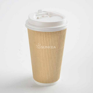 Taza de café con ondulación de papel kraft desechable