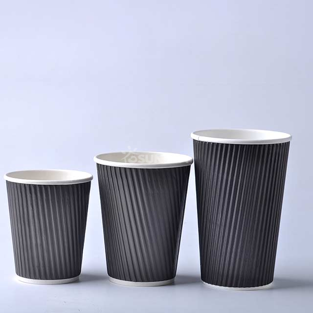  Taza de papel de pared ondulada negra