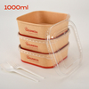 Tazón de papel de ensalada cuadrada de 1000 ml