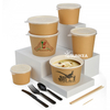 Recipiente de sopa de papel impreso personalizado con tapa de plástico