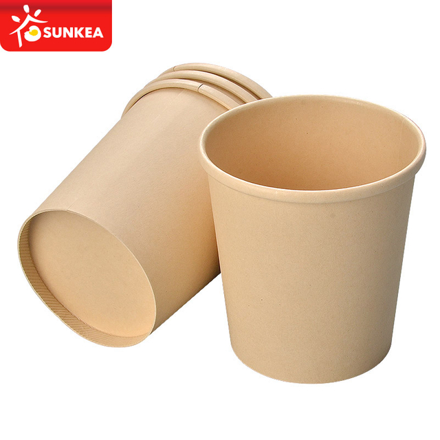 Contenedor de sopa de papel de fibra de bambú
