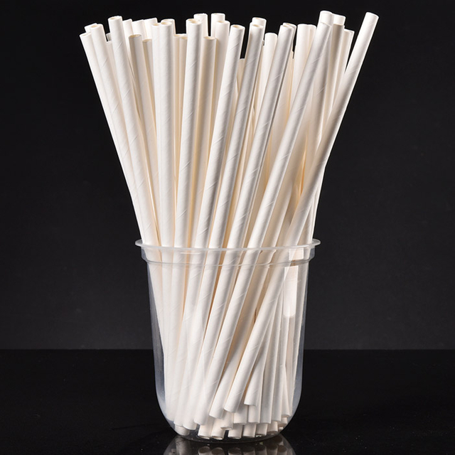 Compostable biodegradable en papel blanco ecológico que bebe pajitas