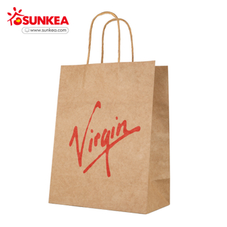 Bolsa de papel kraft impresa personalizada con mango retorcido