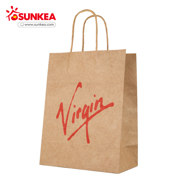Bolsa de papel kraft impresa personalizada con mango retorcido