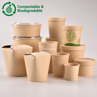 Contenedor de alimentos de papel de fibra de bambú desaprobable personalizado 