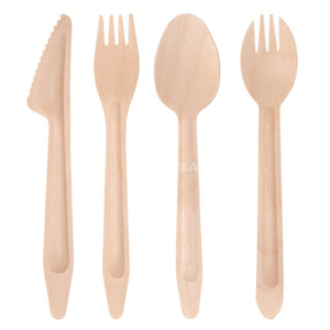 Juego de cubiertos de madera de peso pesado desechable
