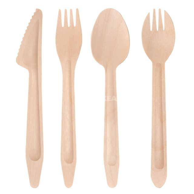 Juego de cubiertos de madera de peso pesado desechable