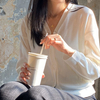 Compostable biodegradable en papel blanco ecológico que bebe pajitas