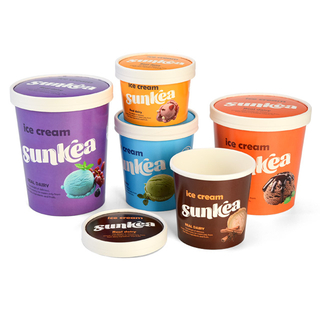 Bañera de helado de papel con tapa