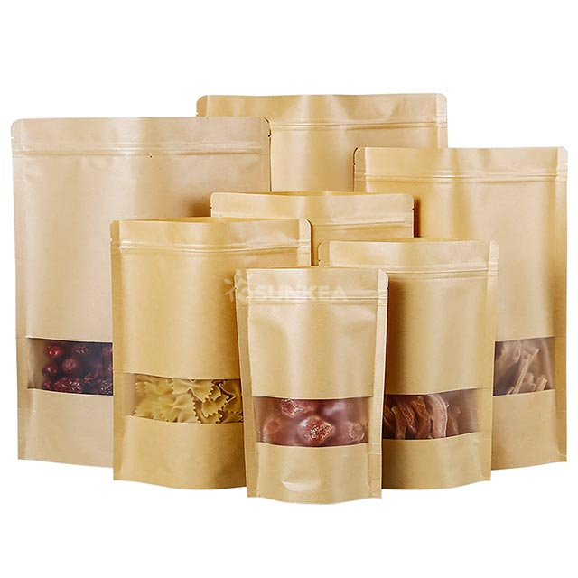 Bolsa de pie de papel kraft con cremallera 