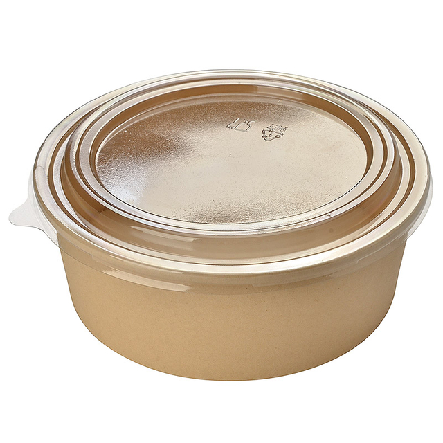 Ensaladera de papel de fibra de bambú con tapa