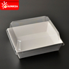 Caja de sushi de papel blanco desechable con tapa transparente
